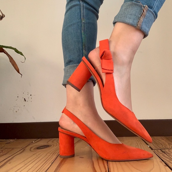 Orange Suede Pumps - Picture 2 of 4